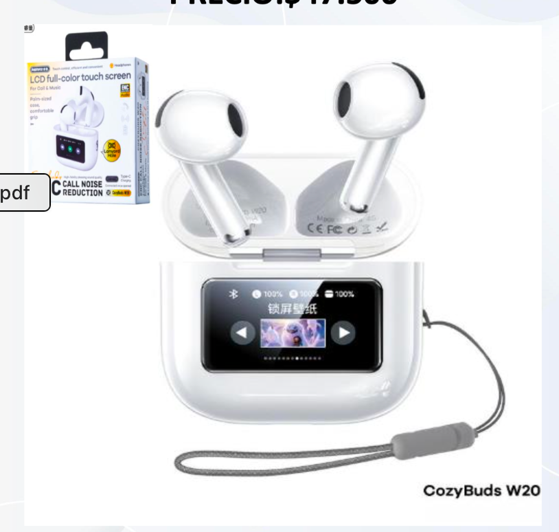 Airpods Remax Cozybuds W20 Con Pantalla